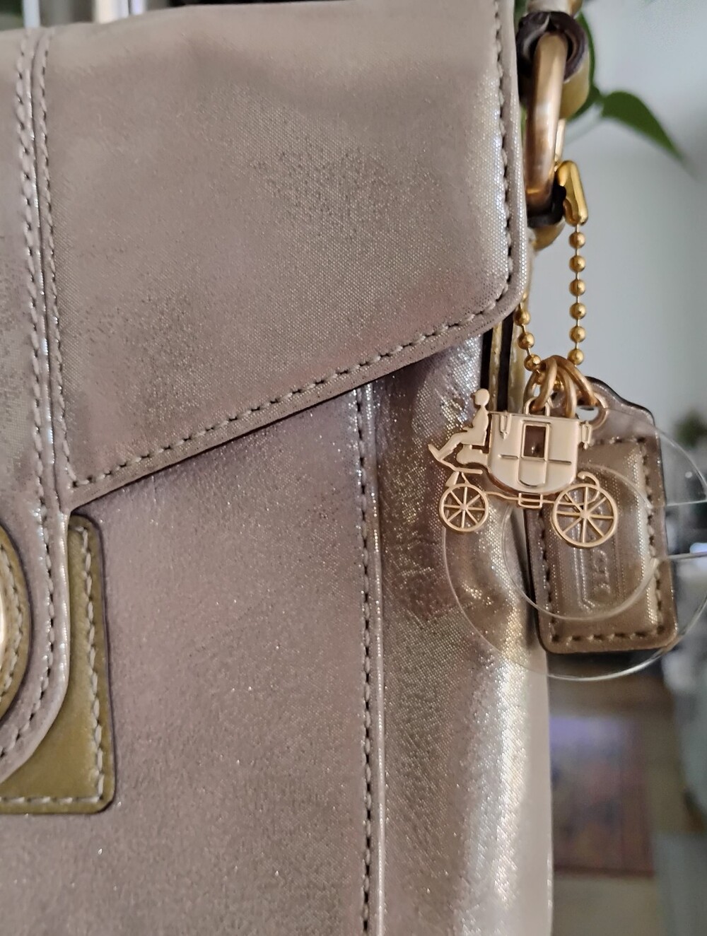 Coach Peyton Textured Metallic Turn-lock Crossbody - Picture 6 of 12